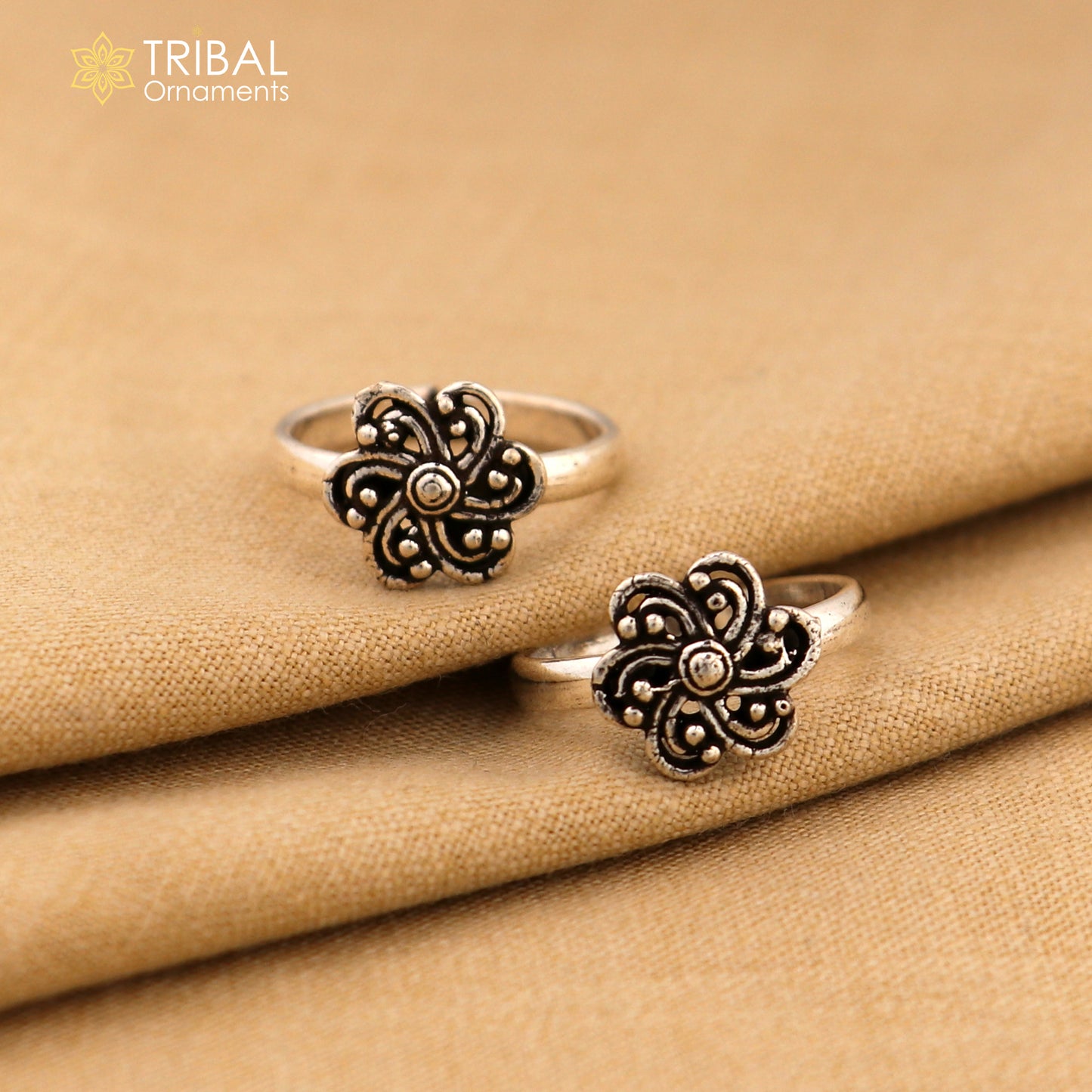 925 sterling silver handmade stylish flower design toe ring band tribal belly dance vintage style ethnic brides jewelry ytr36