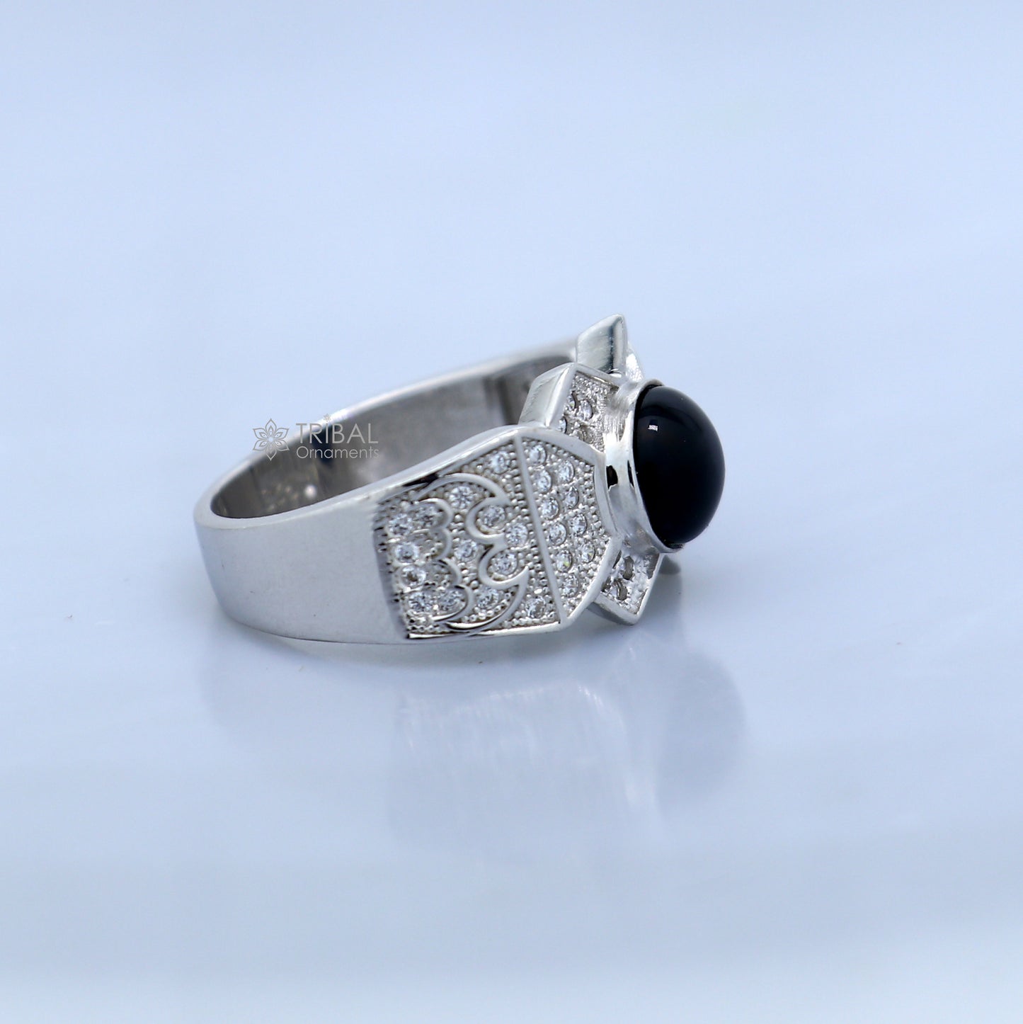 925 sterling silver black stone ring Jewelry sr725