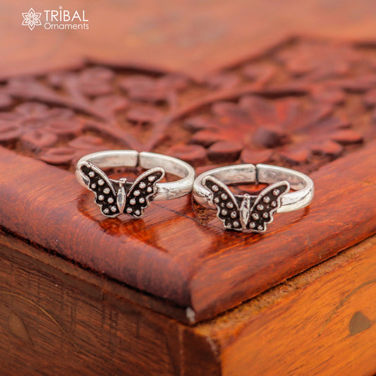 925 sterling silver handmade fabulous butterfly design toe ring band tribal belly dance vintage style ethnic jewelry ytr40