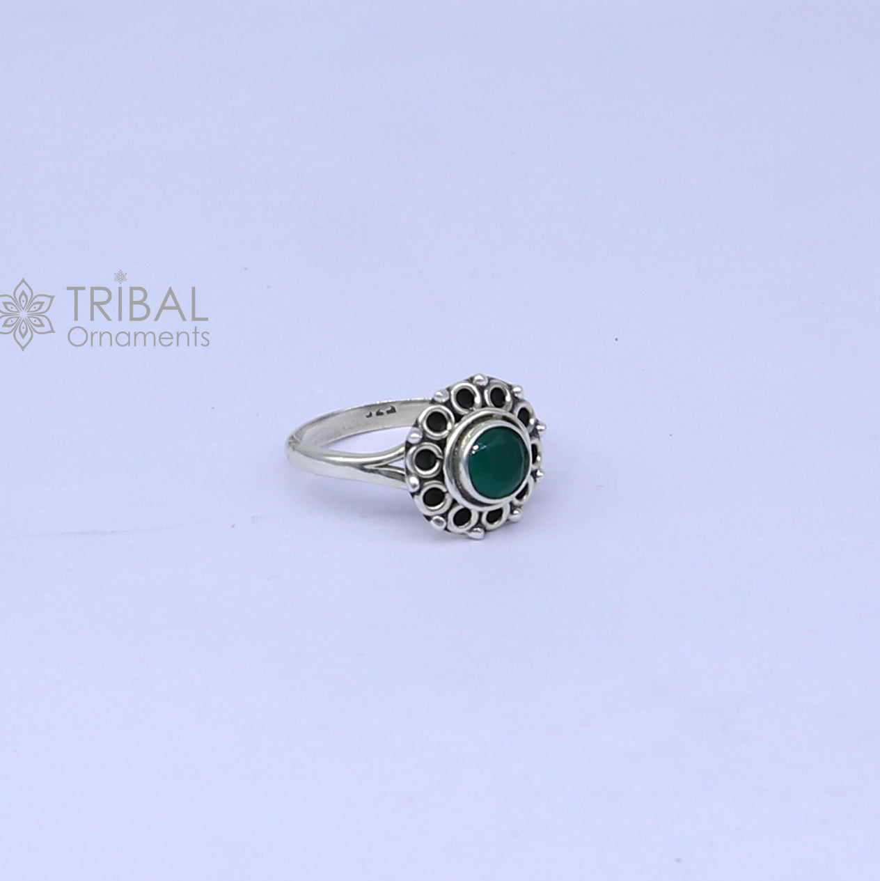 925 sterling silver  green colour stone ring Jewelry sr731