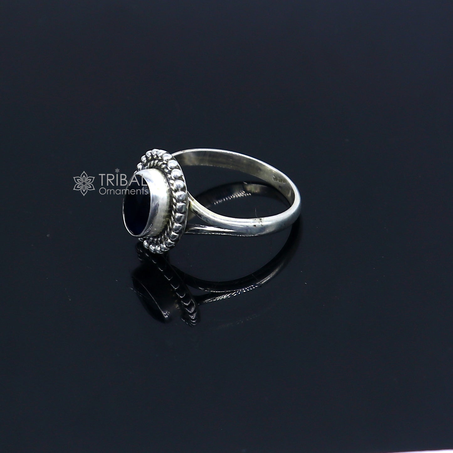 925 sterling silver black colour stone ring Jewelry sr732