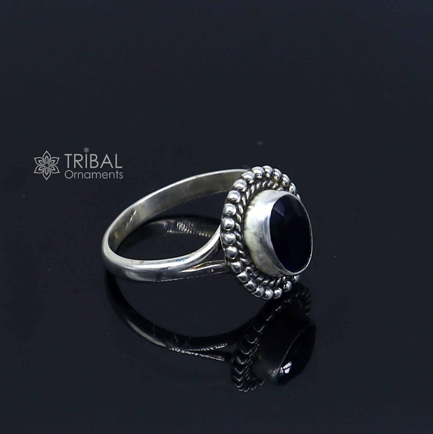 925 sterling silver black colour stone ring Jewelry sr732