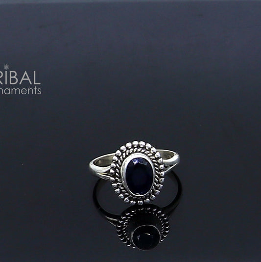 925 sterling silver black colour stone ring Jewelry sr732