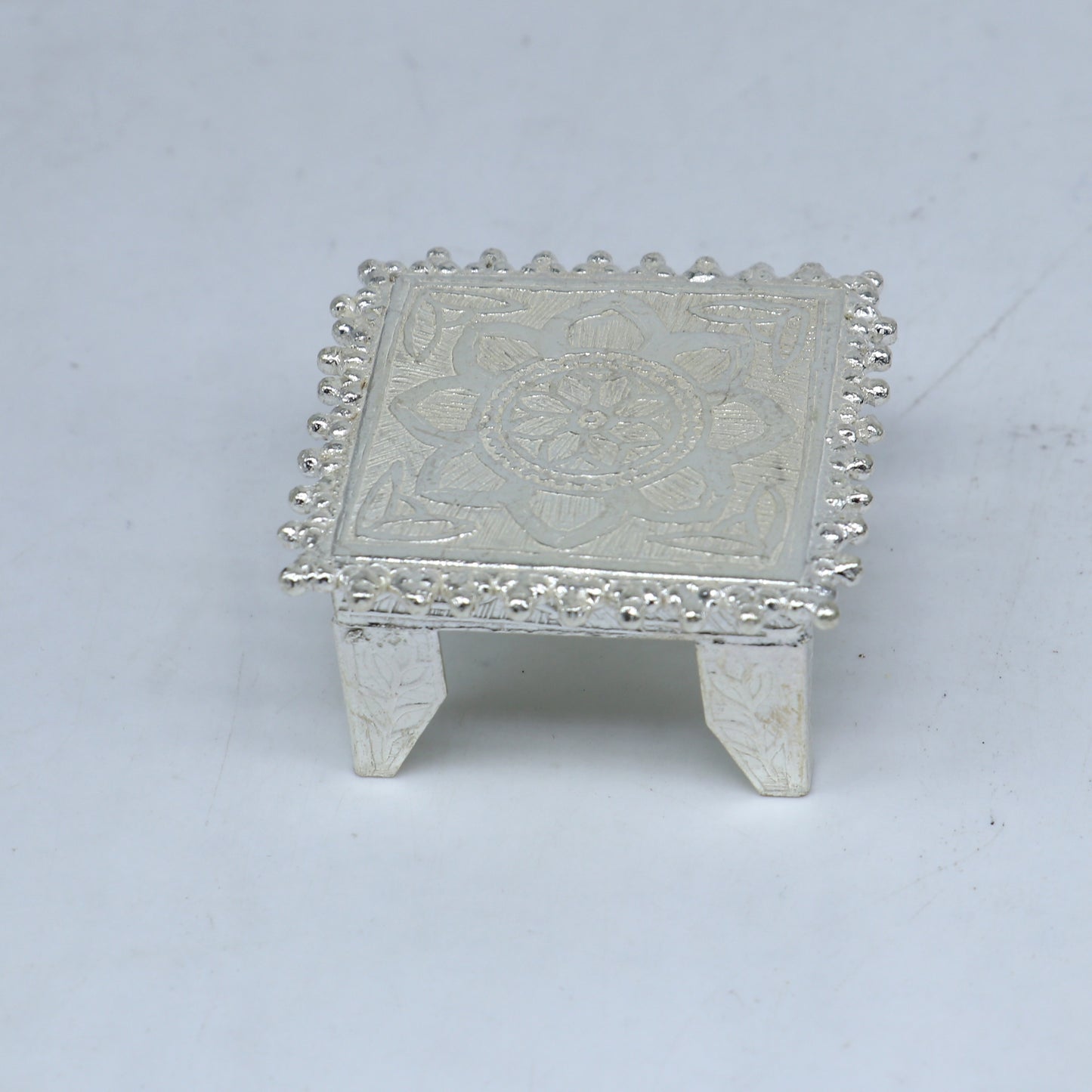 925 Sterling silver handmade customize small square shape table/bazot/chouki,home puja utensils temple art su1321