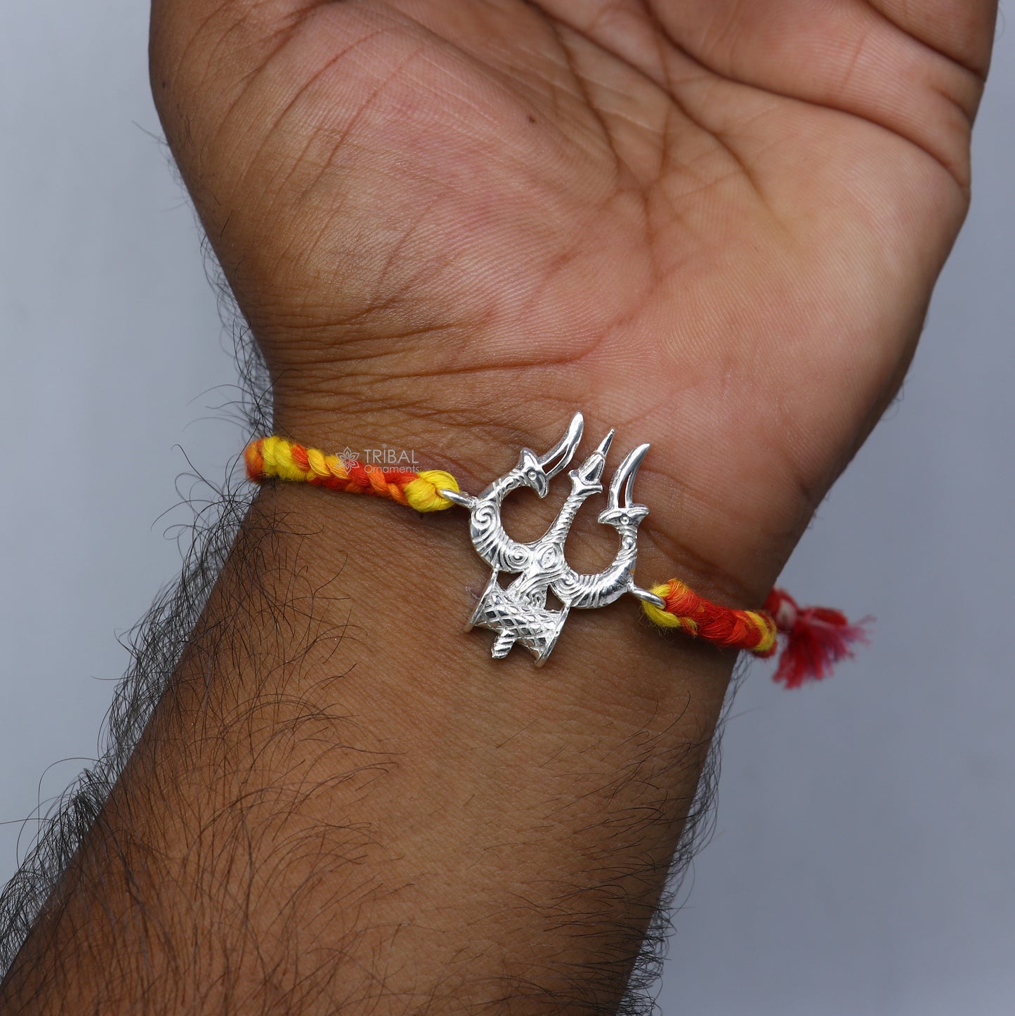 925 sterling silver Trishul / Trident design pendant rakhi  Rakshabandhan festival rk404