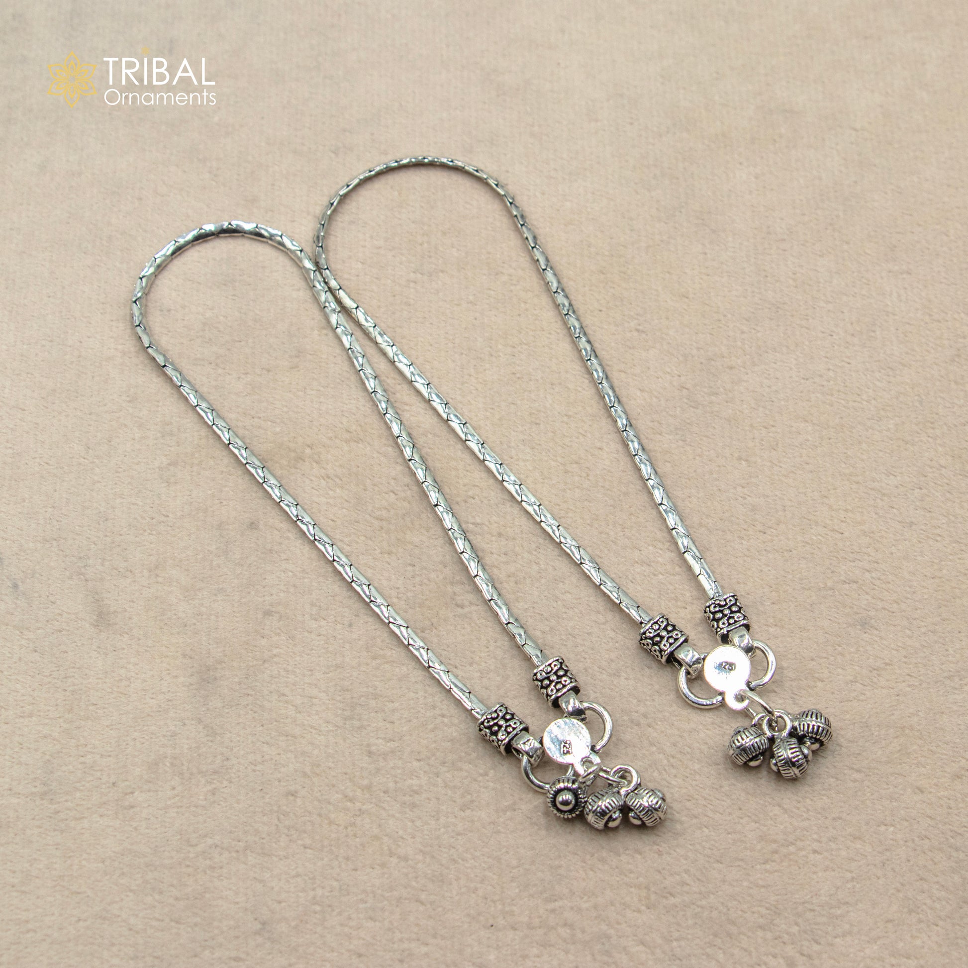 10.5" 925 sterling silver handmade stylish chain anklets foot bracelet ,ankle bracelet belly dance jewelry ank714 - TRIBAL ORNAMENTS