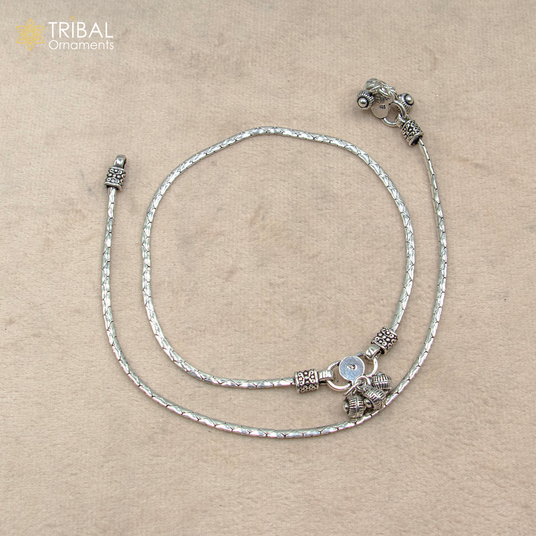 10.5" 925 sterling silver handmade stylish chain anklets foot bracelet ,ankle bracelet belly dance jewelry ank714 - TRIBAL ORNAMENTS