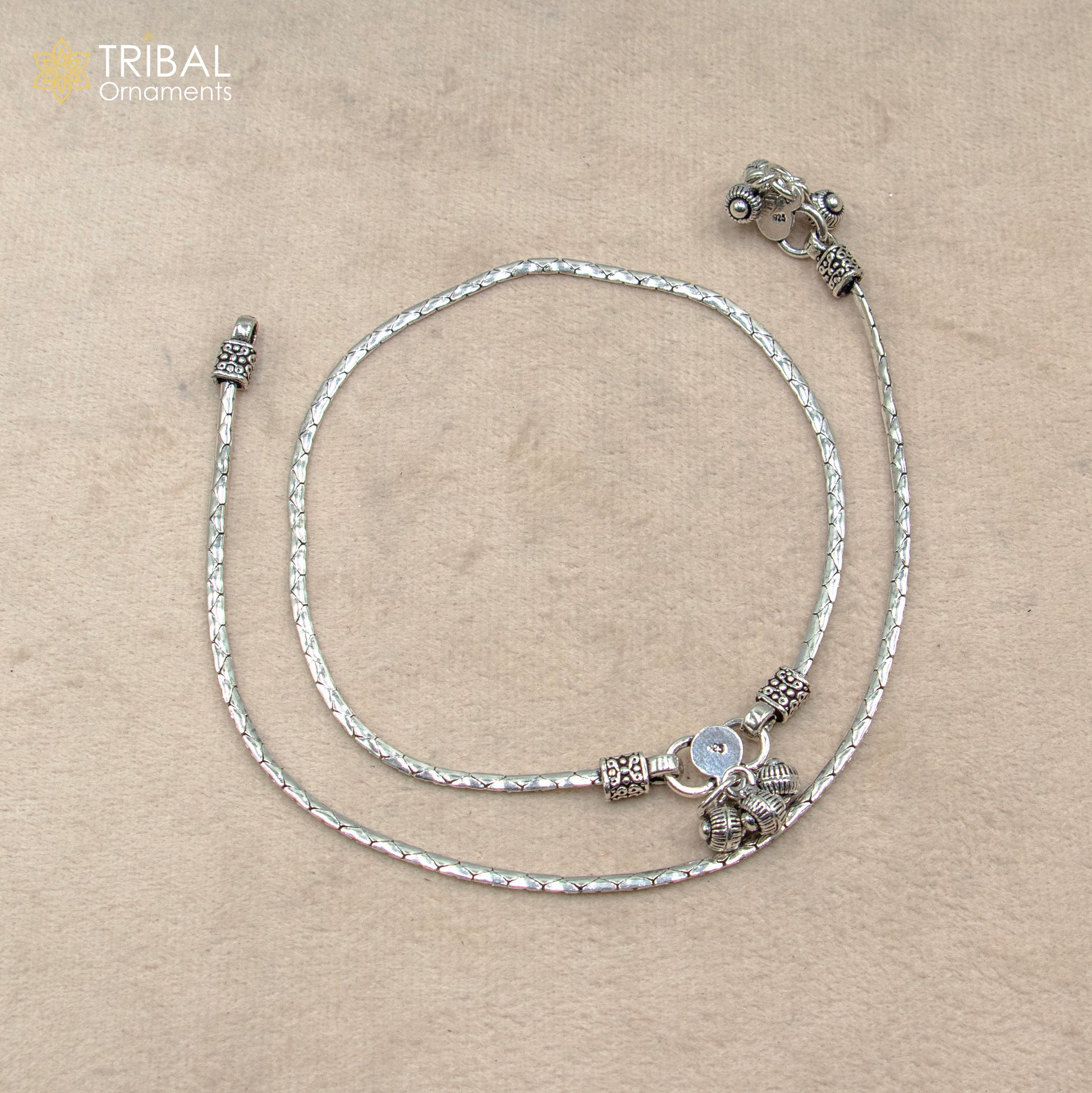 10.5" 925 sterling silver handmade stylish chain anklets foot bracelet ,ankle bracelet belly dance jewelry ank714 - TRIBAL ORNAMENTS