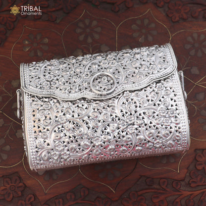 925 Sterling silver handmade hand bag/ purse /shoulder bag/Women Clutches bag004