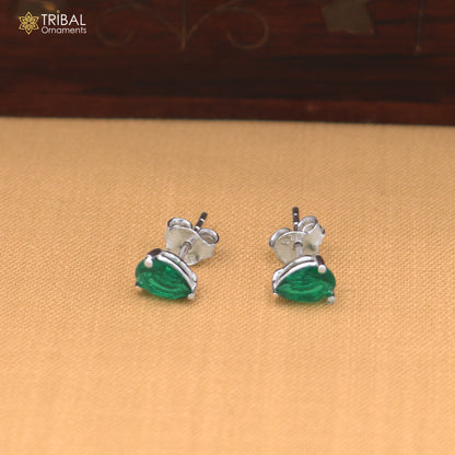 Sterling silver oval-shaped stone stud earring by TRIBAL ORNAMENTS, unisex jewelry with polished finish and elegant design.
