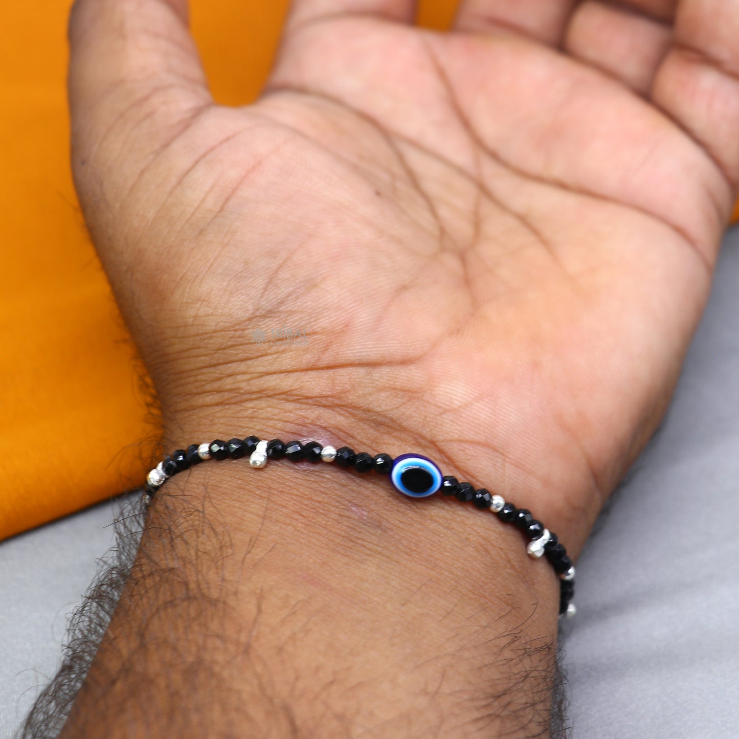 925 sterling silver and evil eye black beaded chain bracelet Combo use mother  bracelet or  baby anklets, sbr749