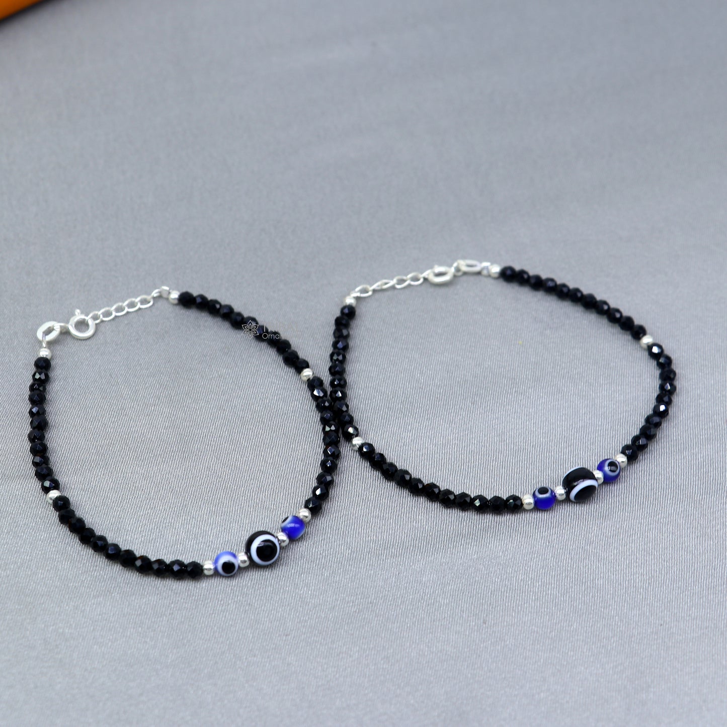 925 sterling silver and evil eye black beaded chain bracelet Combo use mother  bracelet or  baby anklets, sbr746