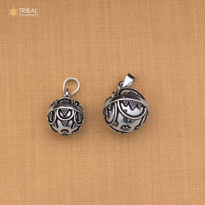 Sterling silver ball design pet cat/dog jingling pendant with tribal ornament style, crafted by TRIBAL ORNAMENTS.