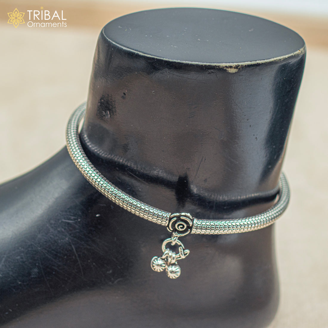 925 sterling silver handmade vintage design gorgeous customized foot bracelet anklet kada hanging drops belly dance ethnic jewelry nsfk127 - TRIBAL ORNAMENTS