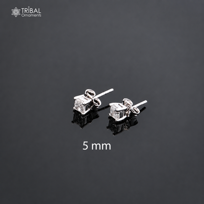 925 sterling silver gorgeous square shape white diamond stud earring best unisex jewelry er279