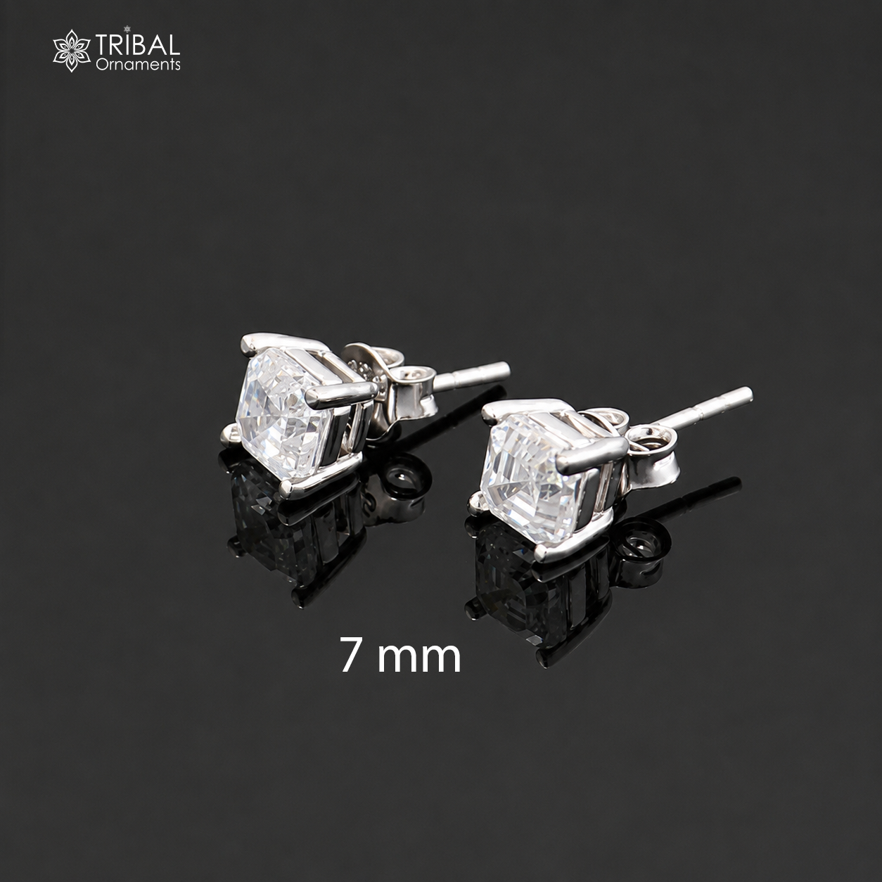 925 sterling silver gorgeous square shape white diamond stud earring best unisex jewelry er279
