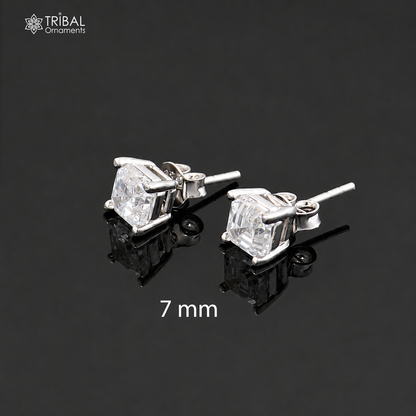 925 sterling silver gorgeous square shape white diamond stud earring best unisex jewelry er279