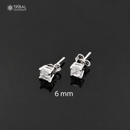 925 sterling silver gorgeous square shape white diamond stud earring best unisex jewelry er279