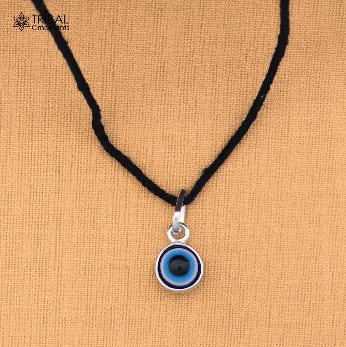 925 silver evil eye pendant for kids and unisex protection jewelry, tribal ornaments branding, crafted in sterling silver.