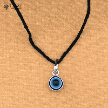 925 silver evil eye pendant for kids and unisex protection jewelry, tribal ornaments branding, crafted in sterling silver.