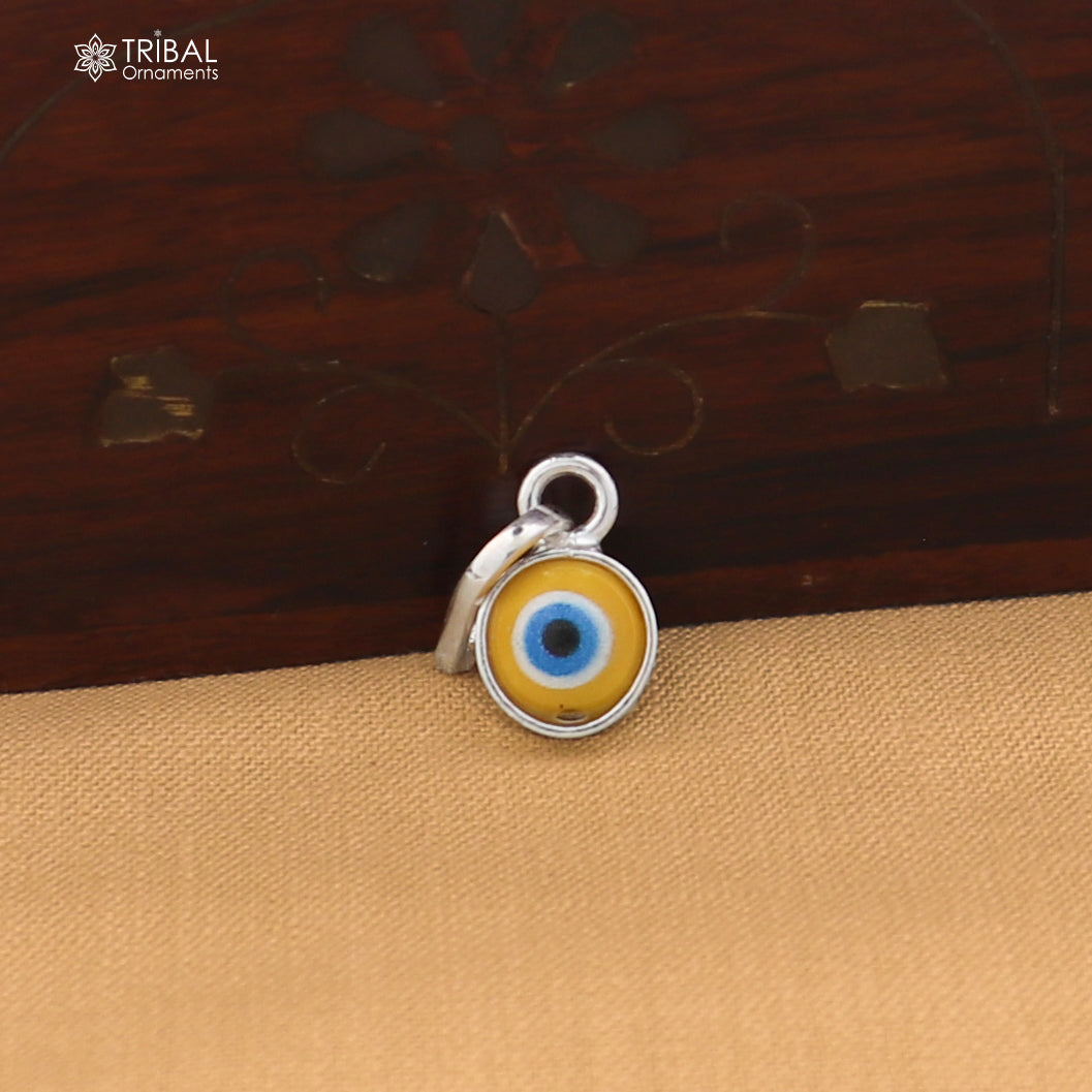 925 sterling silver evil eye pendant for girls and kids, Tribal Ornaments protection jewelry with detailed evil eye design.