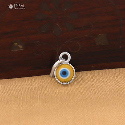 925 sterling silver evil eye pendant for girls and kids, Tribal Ornaments protection jewelry with detailed evil eye design.