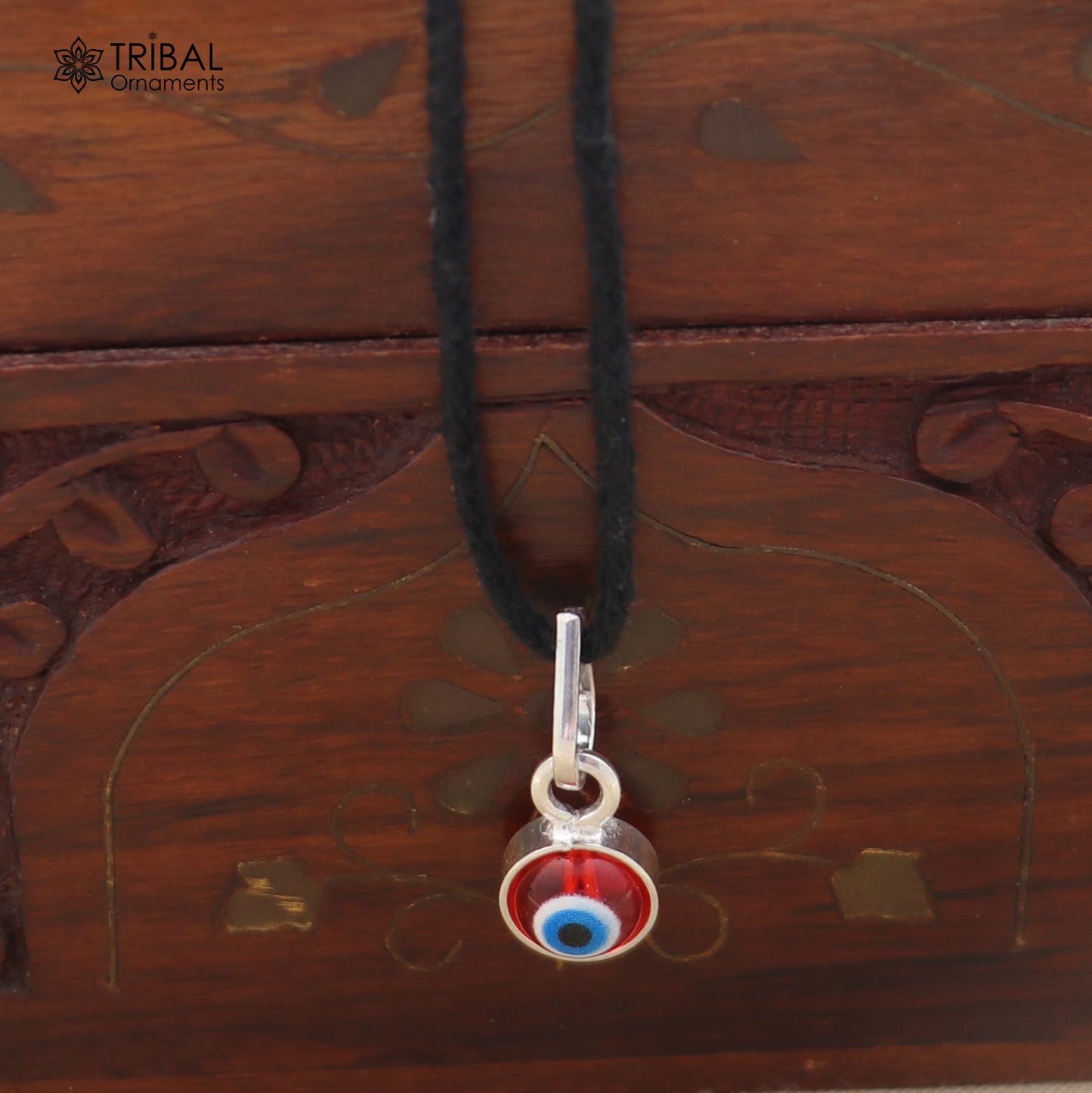 925 sterling silver evil eye pendant for girls or kids, protective jewelry with intricate design by Tribal Ornaments.