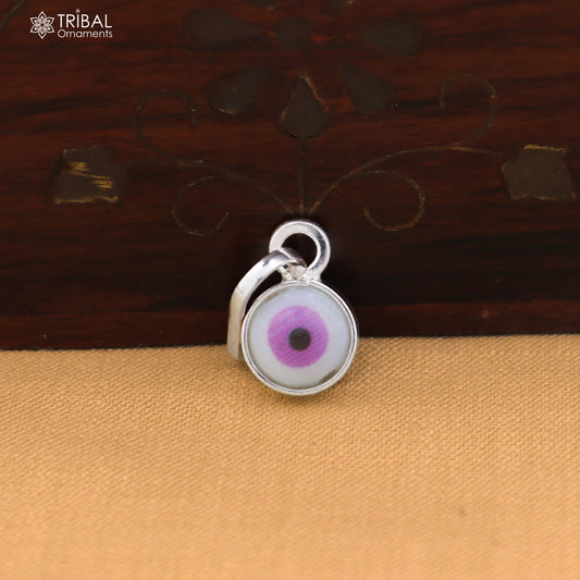 925 sterling silver evil eye pendant for girls and kids, featuring protective jewelry design by TRIBAL ORNAMENTS.