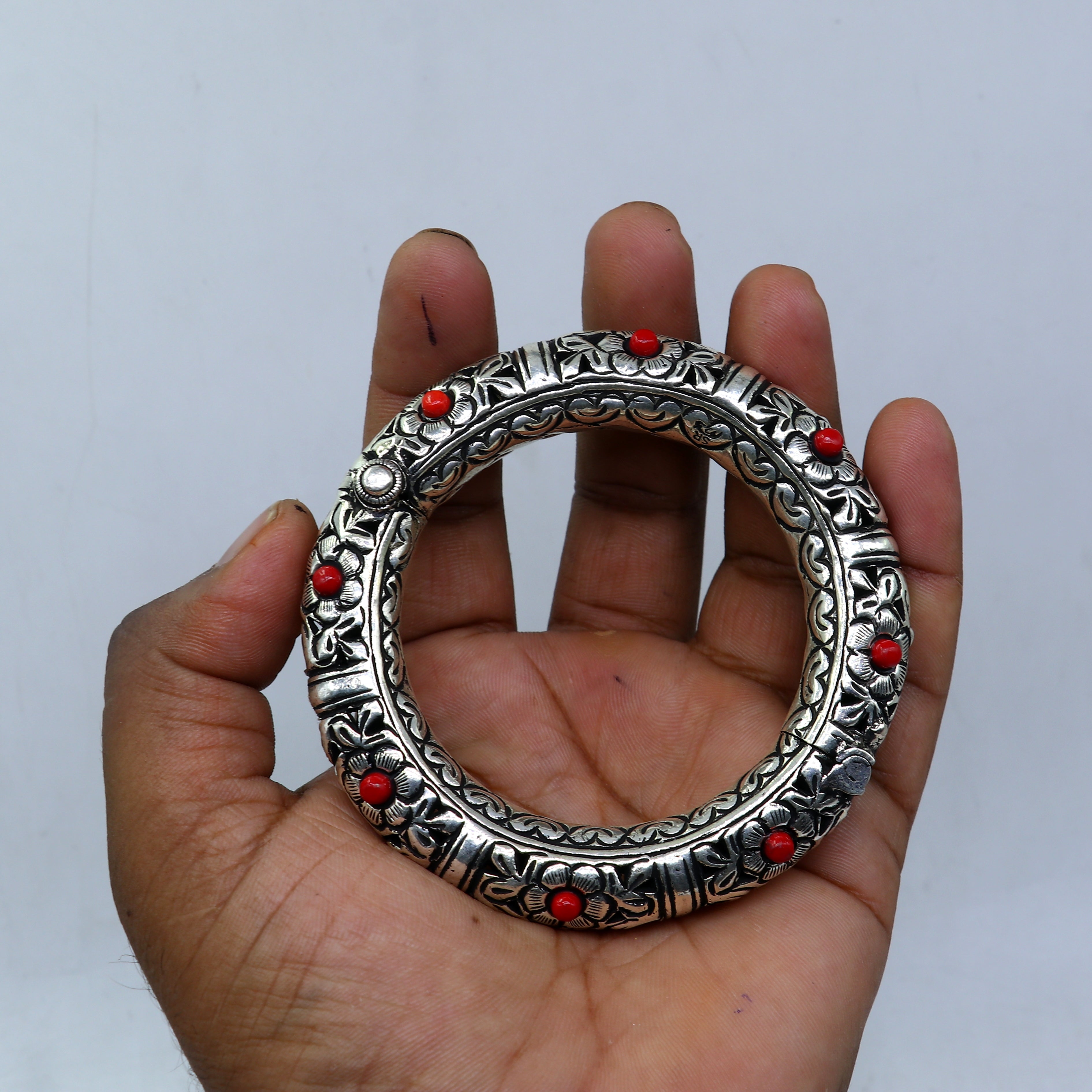 925 sterling silver handmade flower work vintage chitai work