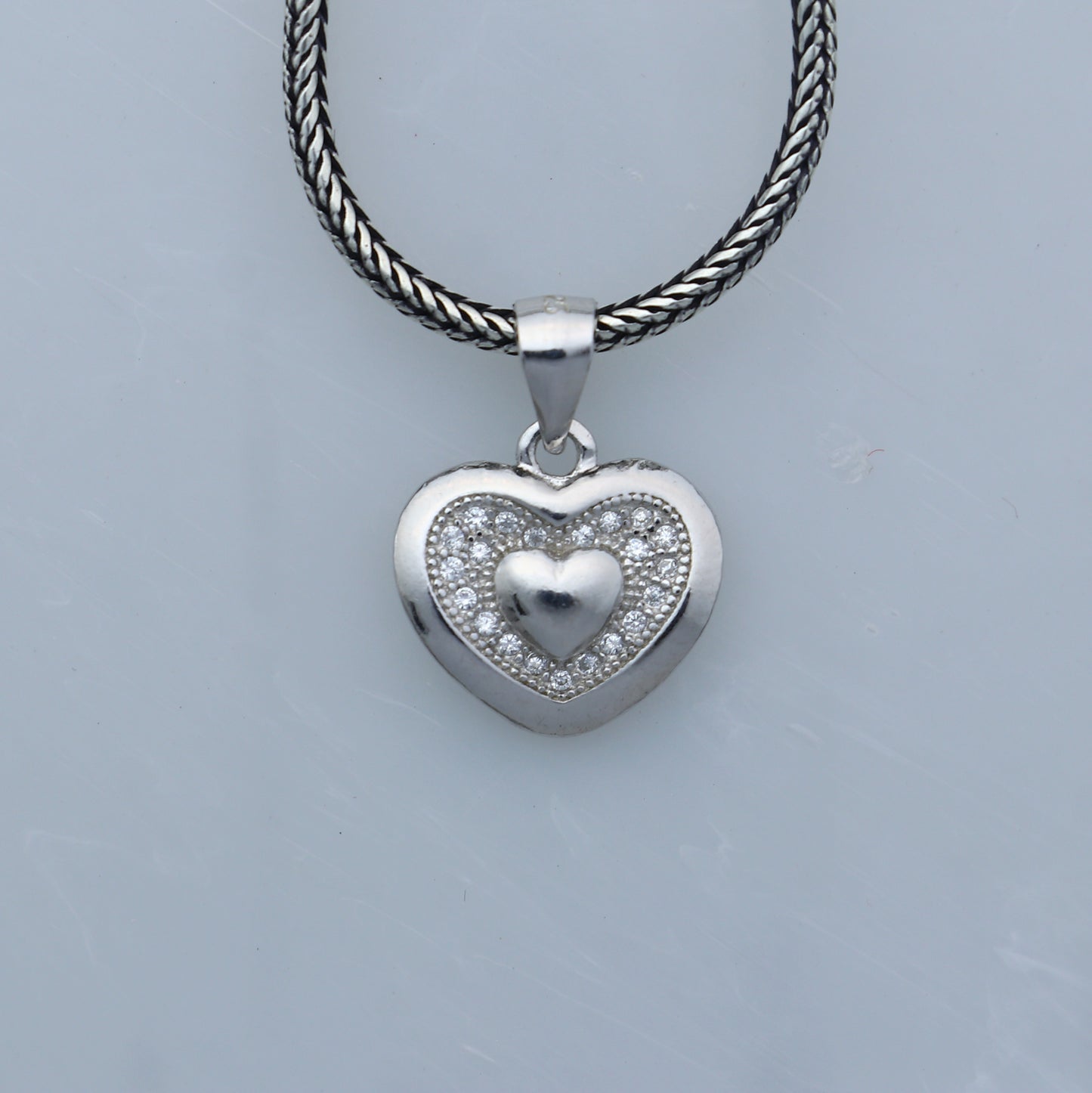 925 Sterling silver heart design diamond pendant nsp935