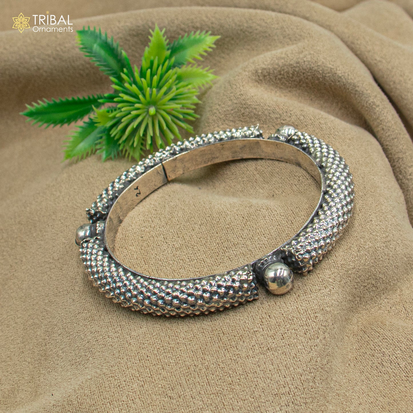 925  Sterling silver vintage style heavy bangle kada tribal jewelry nsk906