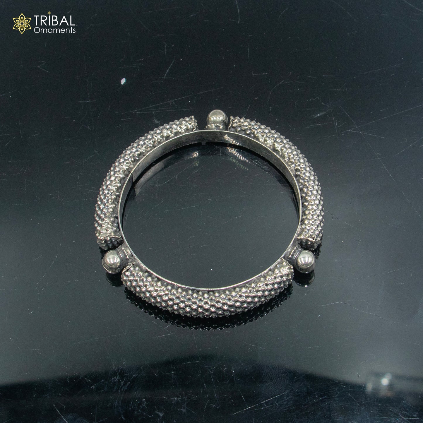925  Sterling silver vintage style heavy bangle kada tribal jewelry nsk906
