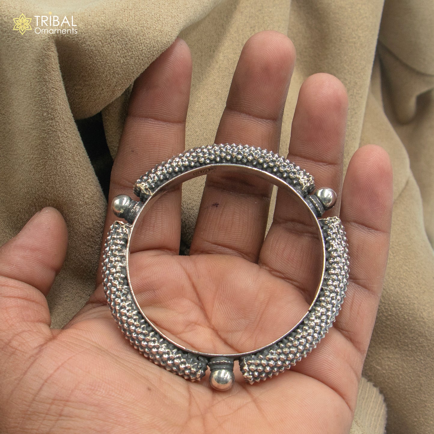 925  Sterling silver vintage style heavy bangle kada tribal jewelry nsk906