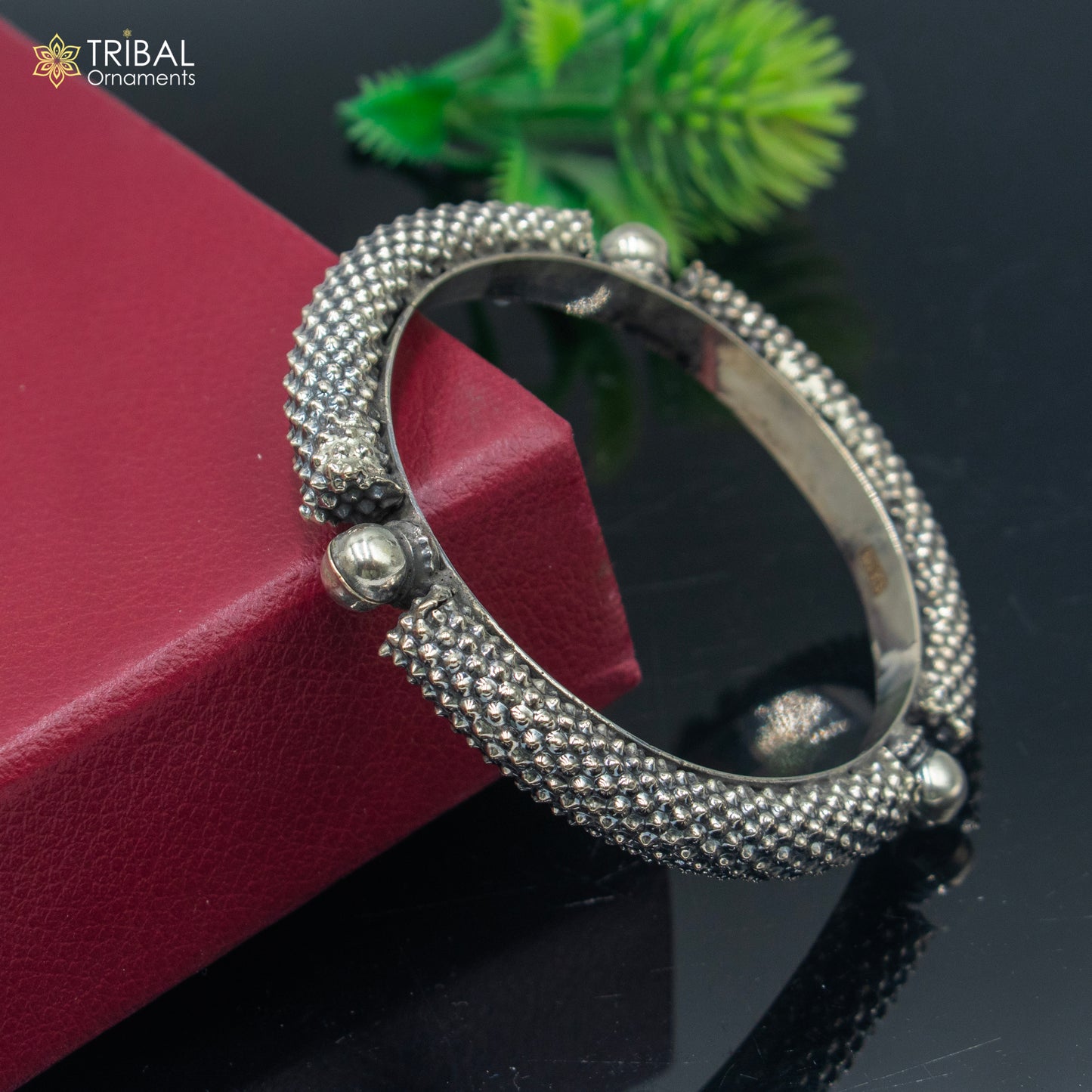 925  Sterling silver vintage style heavy bangle kada tribal jewelry nsk906