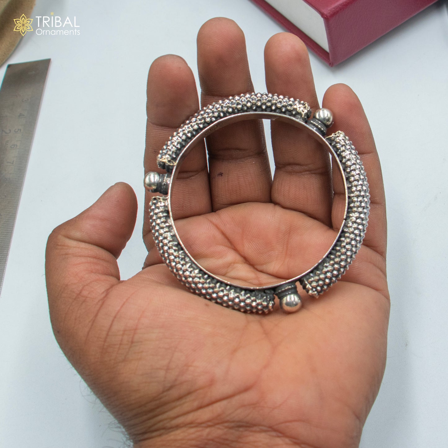 925  Sterling silver vintage style heavy bangle kada tribal jewelry nsk906