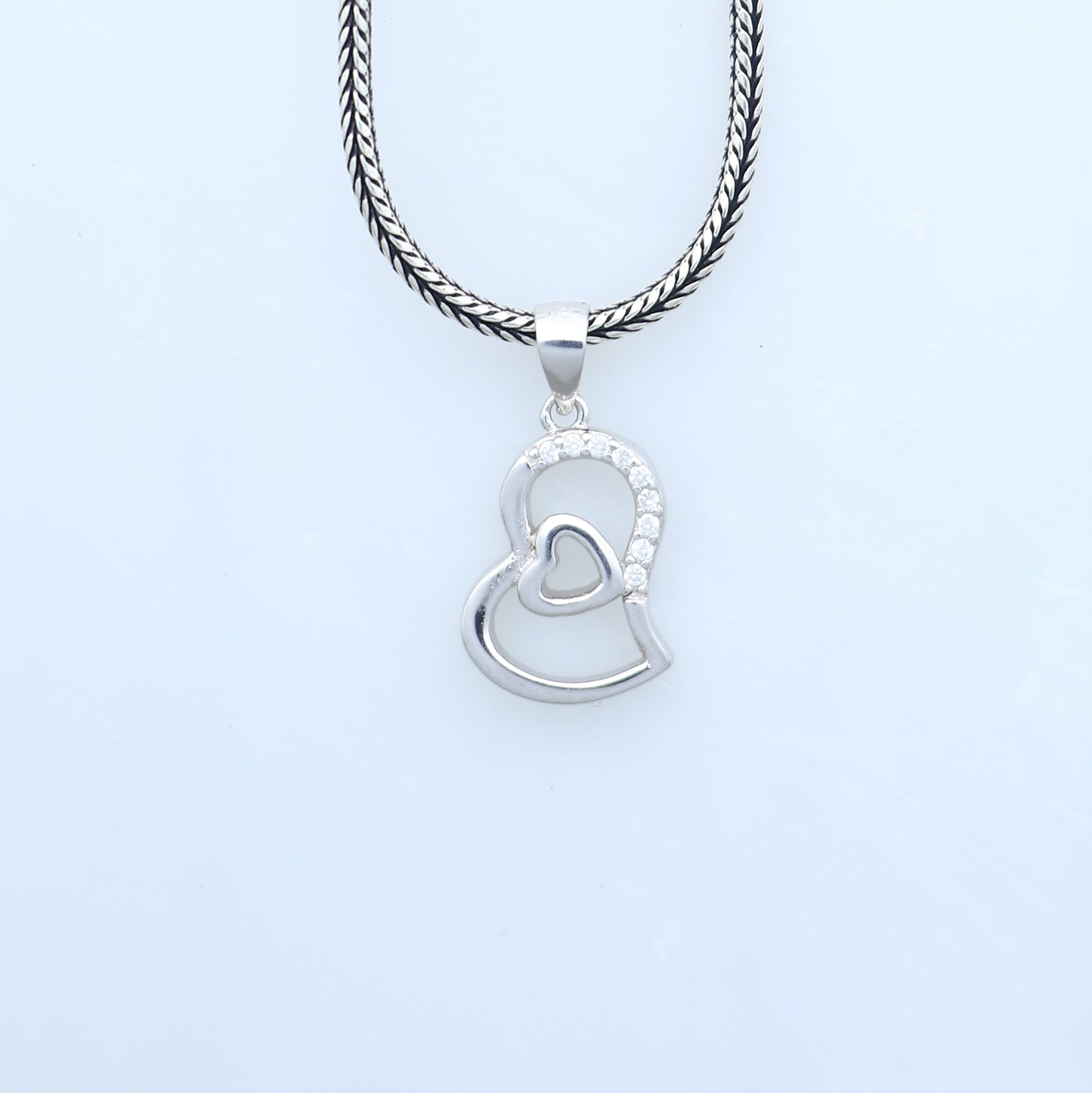 925 Sterling silver diamond heart design pendant nsp940