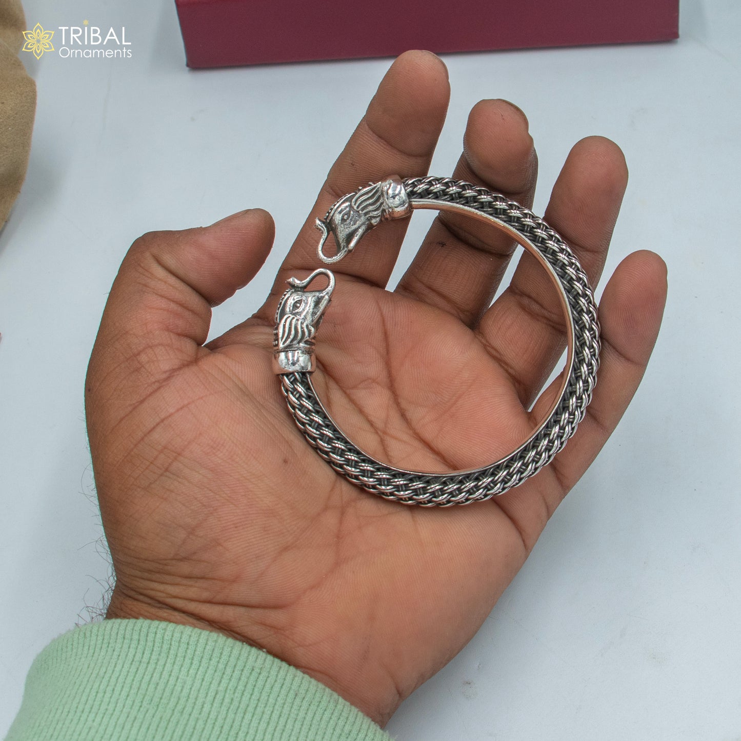 925 sterling silver Elephant bangle bracelet kada nsk902