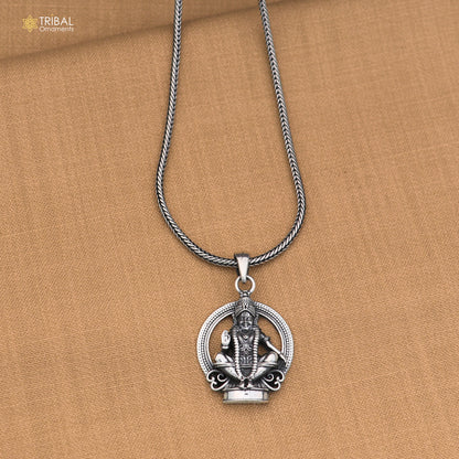 925 sterling silver Idol Swamy Saranam Ayyappa Pendant with chain stylish unisex jewelry nsp1141