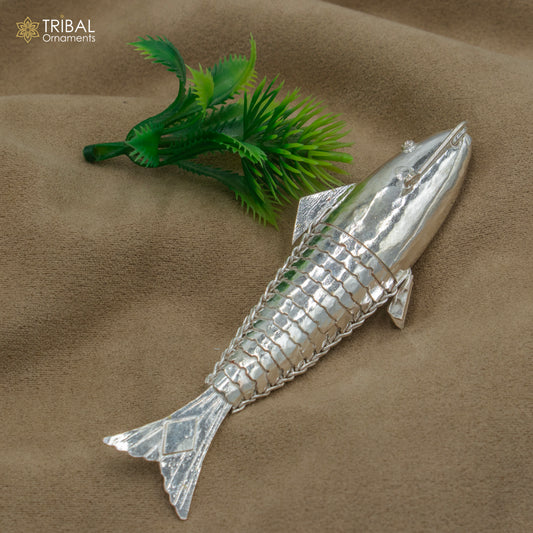 925 sterling silver handmade silver fish, Lord vishnu avatar Matsya, Silver Puja Fish For Prosperity And Good Luck su1339