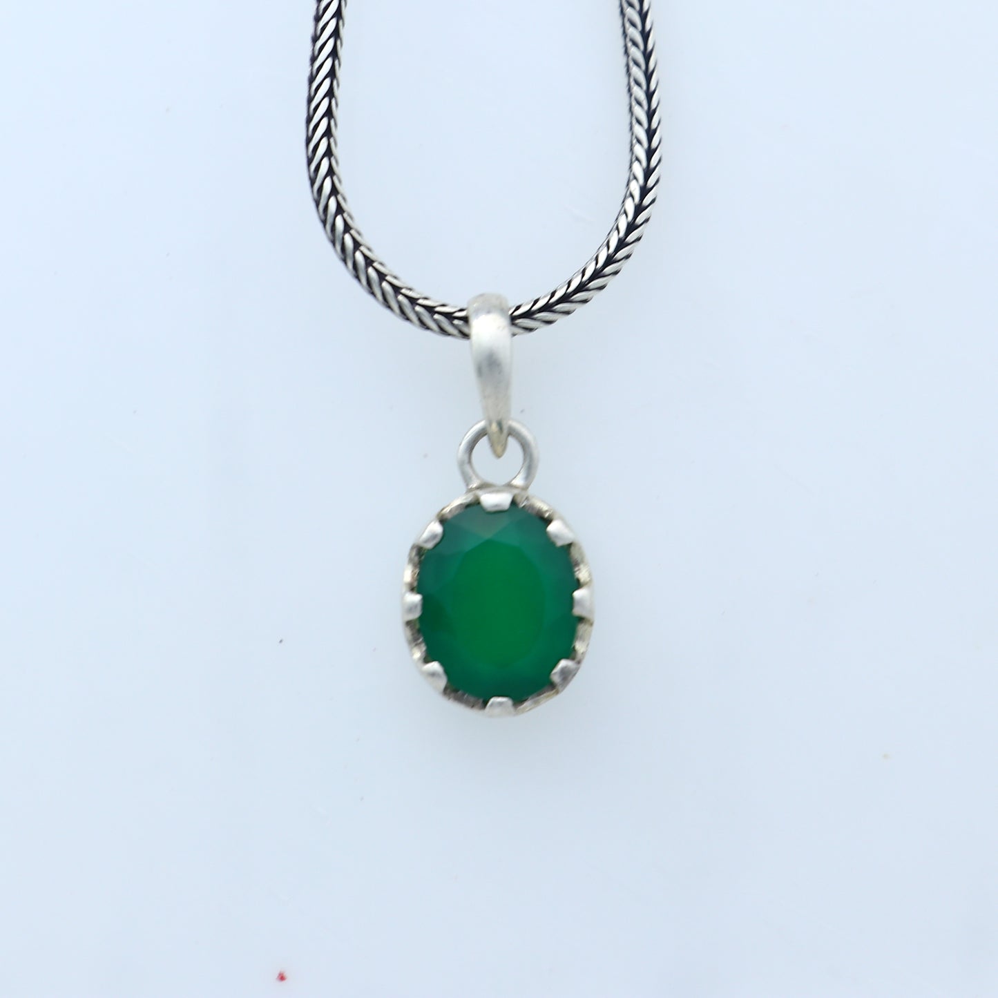 925 Sterling silver unique green diamond onyx pendant nsp949