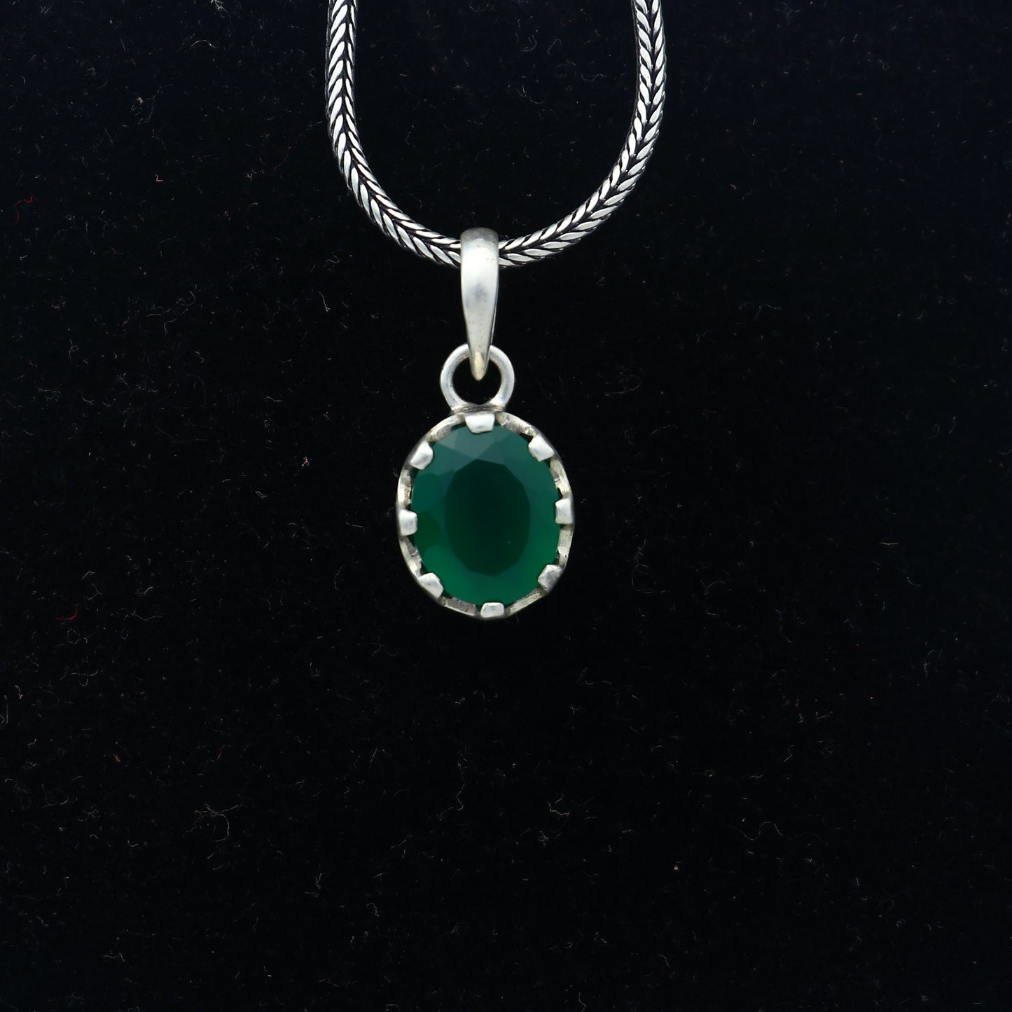 925 Sterling silver unique green diamond onyx pendant nsp949