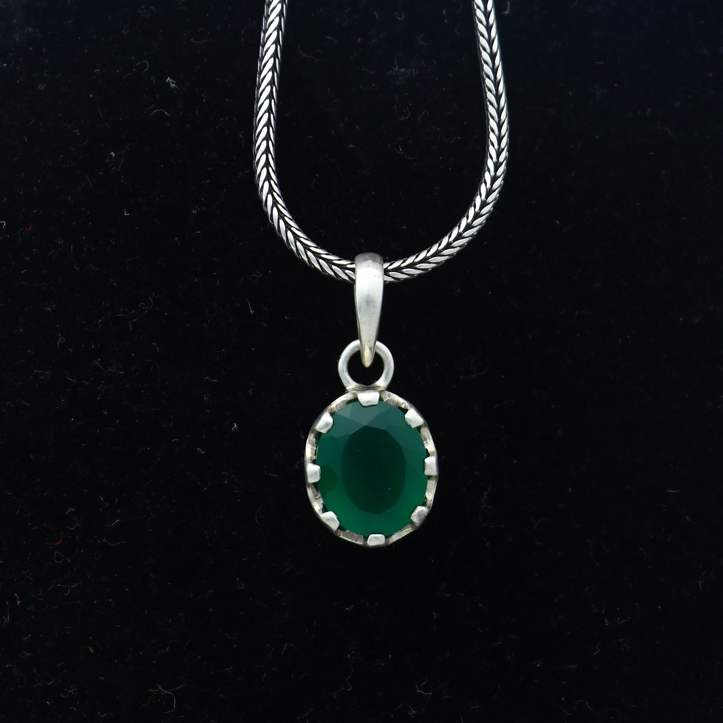 925 Sterling silver unique green diamond onyx pendant nsp949