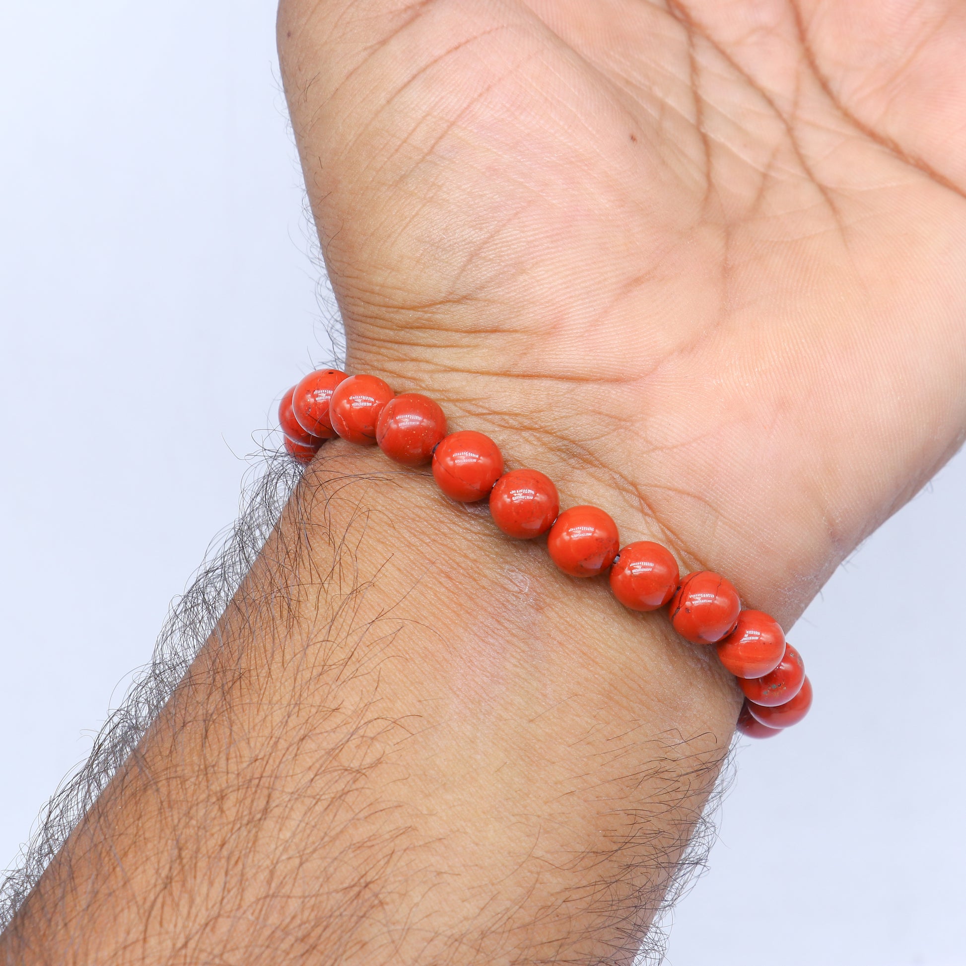 Earthy Elegance: Red Jasper Bracelet” stnbr107 - TRIBAL ORNAMENTS