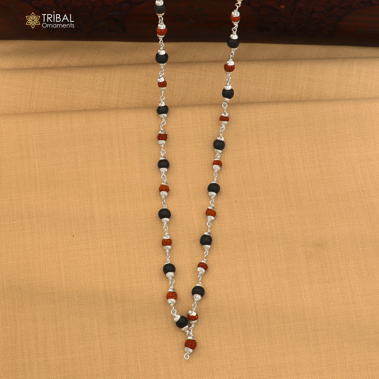 54 / 108 beads Karungali and Rudraksha beads navkar jaap mala 925 solid silver chanting necklace ch650