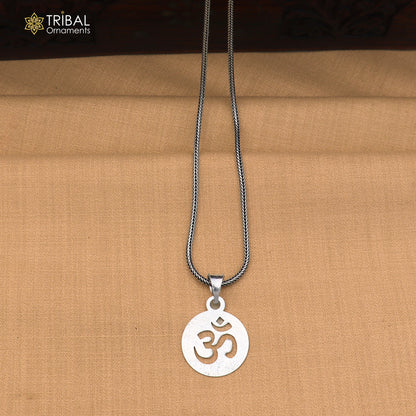 925 sterling silver Om design pendant with chain stylish unisex jewelry nsp1147