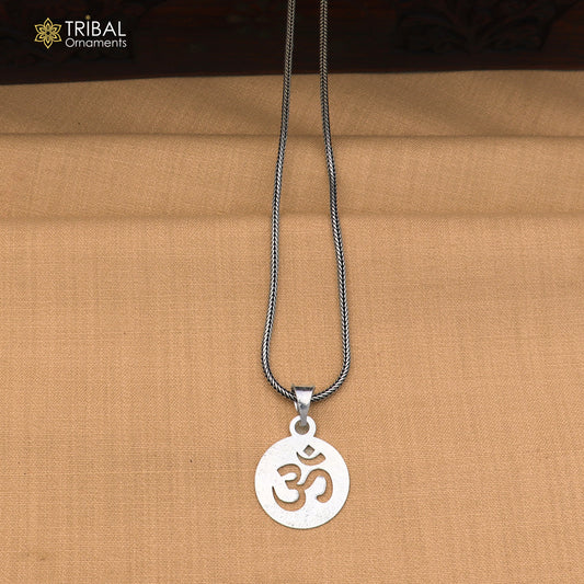 925 sterling silver Om design pendant with chain stylish unisex jewelry nsp1147