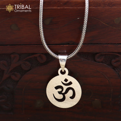 925 sterling silver Om design pendant with chain stylish unisex jewelry nsp1147