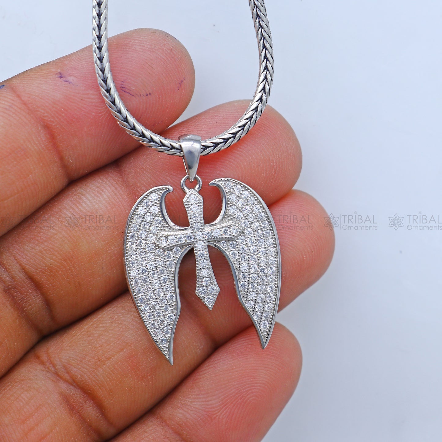 925 Sterling silver  cross wings design pendant nsp954