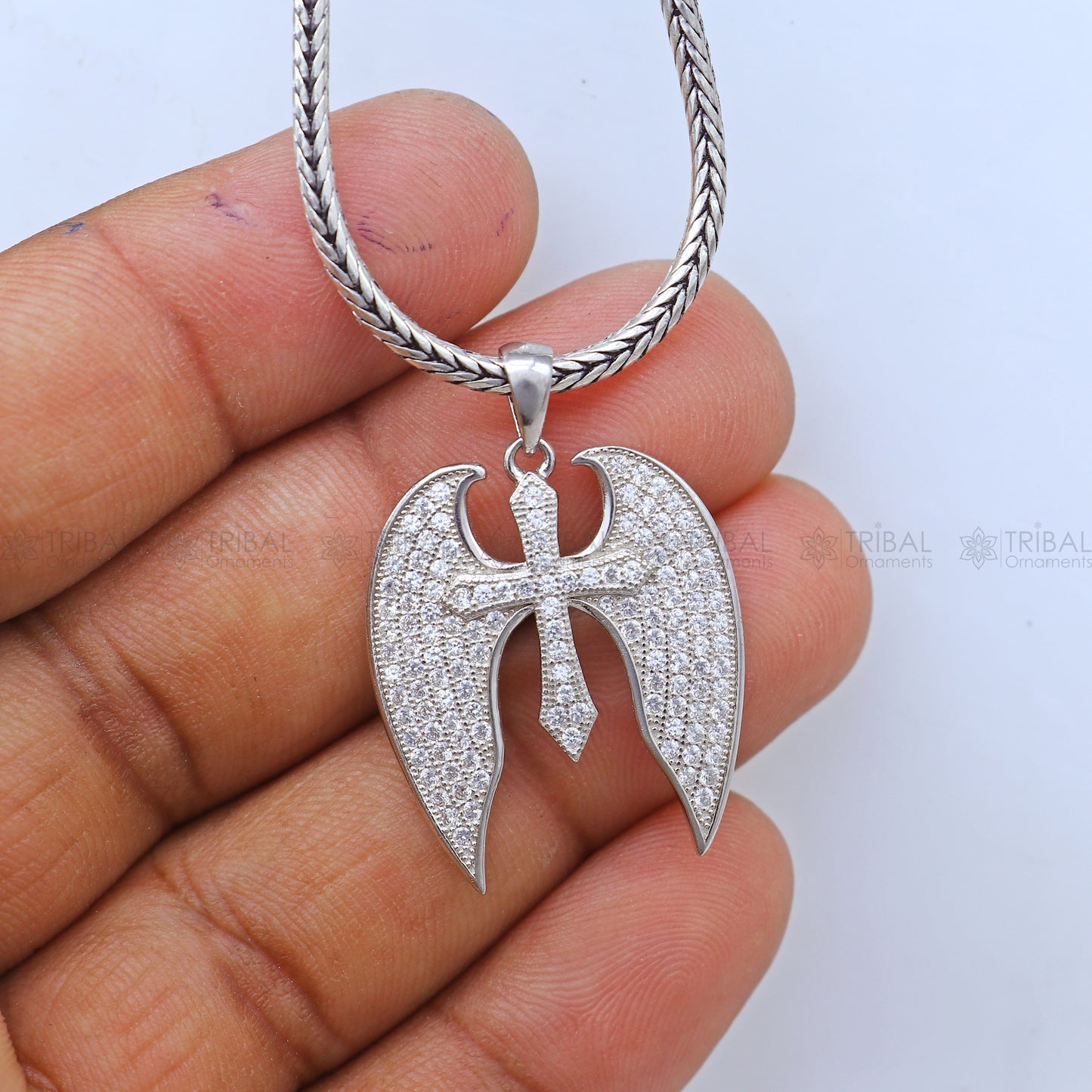 925 Sterling silver  cross wings design pendant nsp954