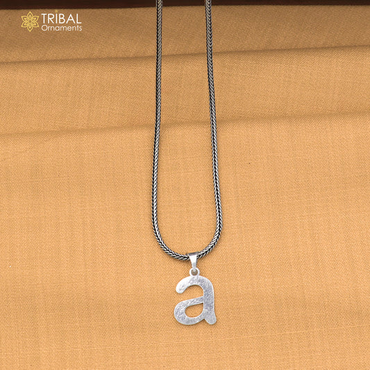 925 sterling silver A letter pendant with chain stylish unisex jewelry nsp1149